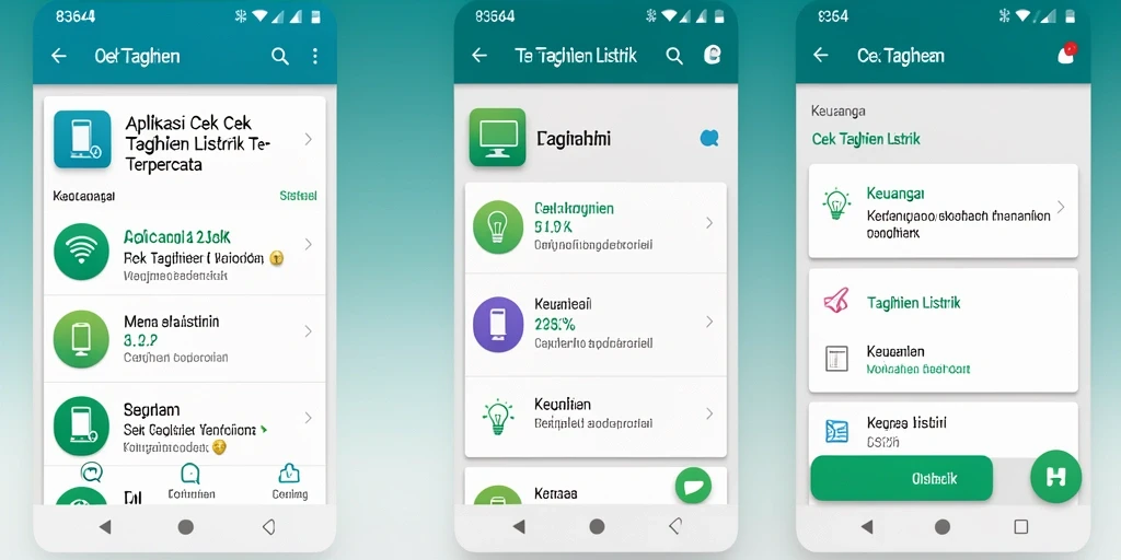 Tampilan antarmuka aplikasi Cek Tagihan Listrik 8364 yang modern.