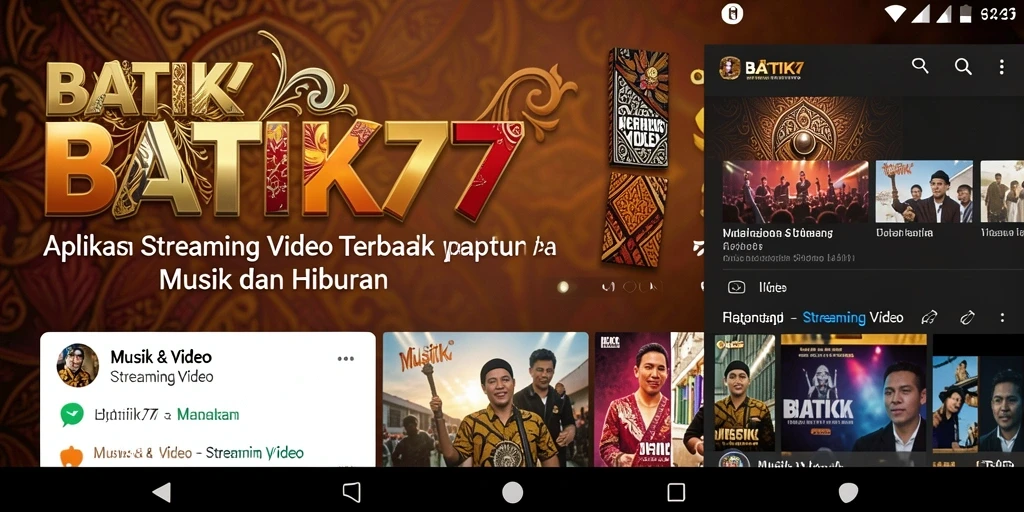 Antarmuka aplikasi BATIK77 yang menarik dan mudah digunakan untuk streaming video.