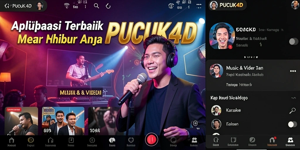 Antarmuka PUCUK4D saat bernyanyi, menampilkan koleksi lagu dan lirik.