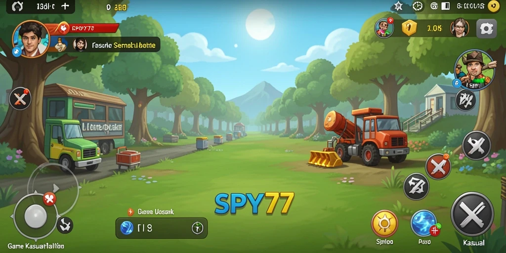 Antarmuka SPY77 yang cerah dan interaktif saat bermain.