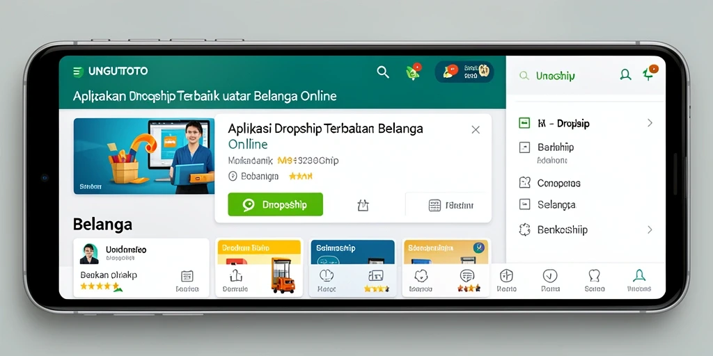 Antarmuka pengguna aplikasi UNGUTOTO untuk belanja Dropship.
